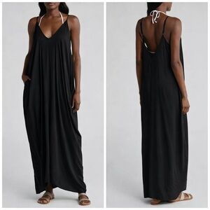 Elan V-Back Cover-Up Maxi Dress in black, size L